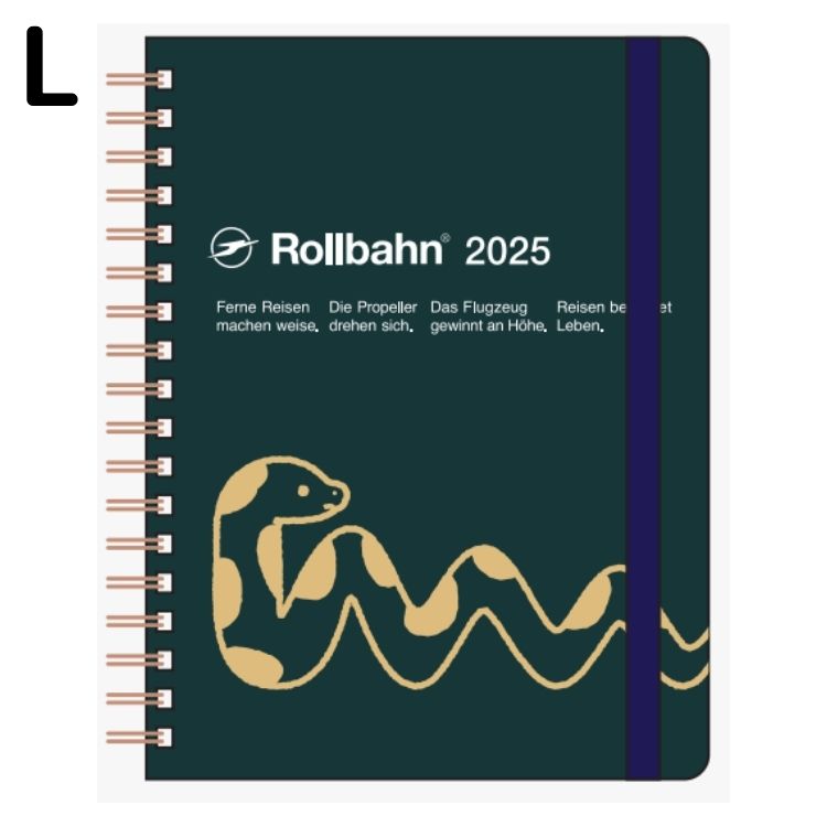 【年内送料無料】2025年手帳 10月始まりロルバーンダイアリー スネーク L マンスリー ダークグリーン150021-288