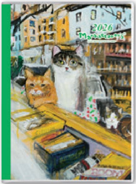 2026年1月始まりペイジェムマンハッタナーズA6日曜(グラマシーの猫販売員)【能率手帳・カレンダー・リフィル】2461
