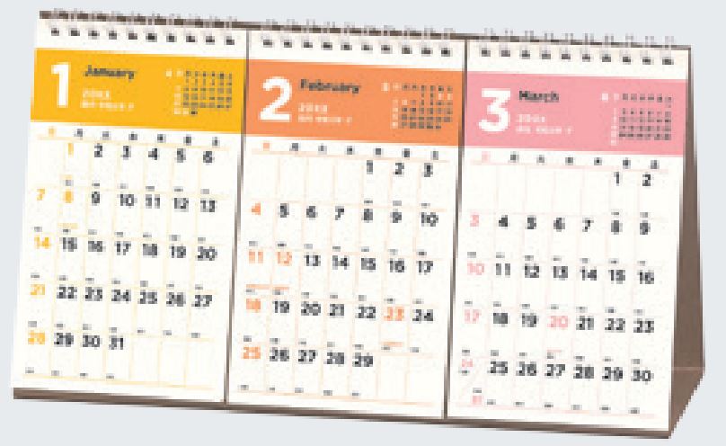 2026年1月始まりNOLTYカレンダー卓上3ヵ月一覧(A5変型)【能率手帳・カレンダー・リフィル】C250