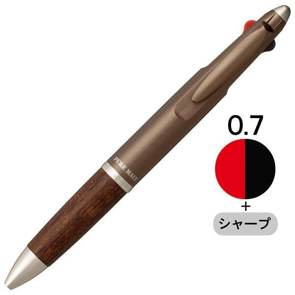 名入れ無料 ジェットストリーム2&1 多機能ペン 0.7mm ピュアモルトメタリックブラウン 2色+シャープ 三菱鉛筆uni