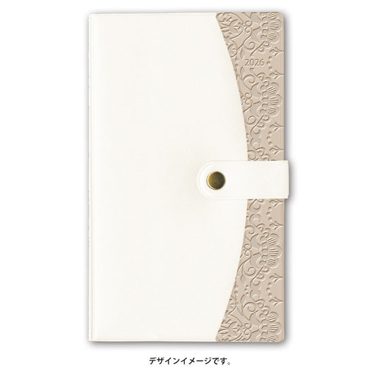 2026年4月始まり ペイジェムファミリー×マンスリーポーチたっぷりスリム－ｉ日曜（パールベージュ）9968 能率手帳