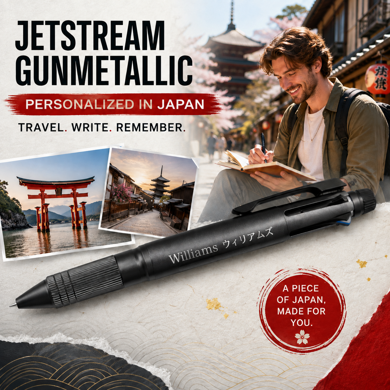 Uni-ball Jetstream 4&1 Metal Edition Multi-Pen 0.5mm - Gun Metallic - Customizable / Personalizable