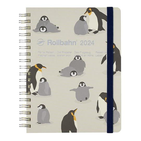 2024年 手帳 ダイアリー デルフォニックス ロルバーンダイアリー マンスリー  アニマル　L ﾍﾞｰｼﾞｭ ペンギン 140052-161