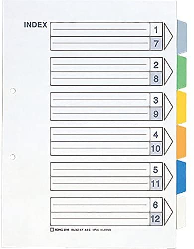 キングジムカラーインデックス６色６山　Ａ４縦型907-6Y37:ファイリングサポート